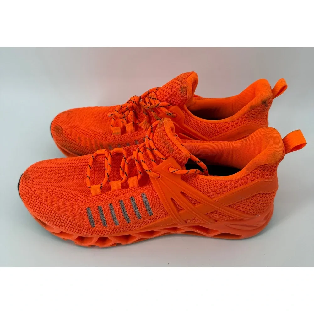 Mens Neon Orange Mesh Knit Blade Sole‎ Athletic Sneakers Trainers Size 42 1922